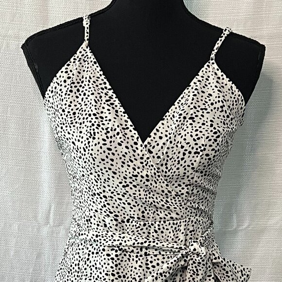 Shein Dalmatian Print Black/White Print Skater Dress Ruffle Tie Cute - XS - 0397 - Picture 3 of 4